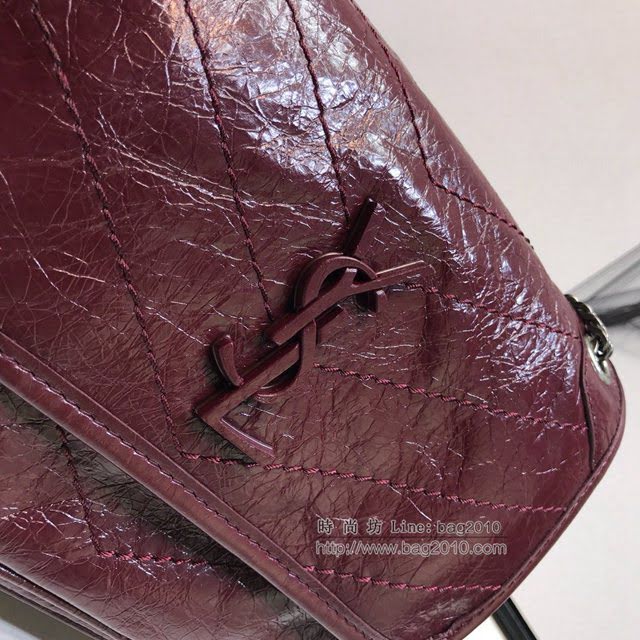 YSL爆款女士包包 聖羅蘭經典款Niki油蠟抓皺牛皮小號郵差包 YSL肩背斜挎包 533037  jjh1183
